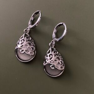 TEARDROP Druse Crystal Drop Dangle Earrings for Women Girls Cubic Zirconia